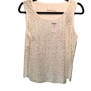 Chico's sz. Medium white tanktop with bling nwt